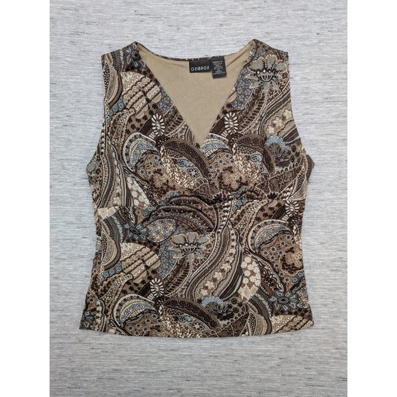 Y2K‎ George Paisley Print Tank Top Sleeveless V-Neck Medium Whimsigoth - Picture 2 of 8